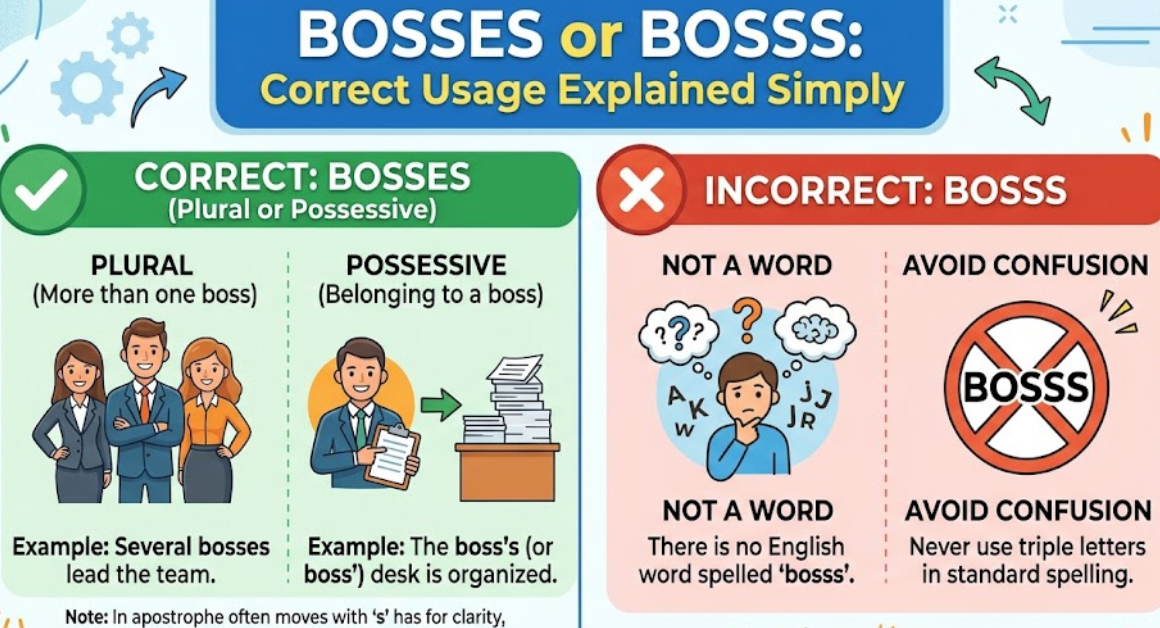 Bosses or Bosss: Correct Usage Explained Simply